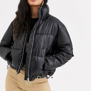 Bershka cropped black puffer jacket